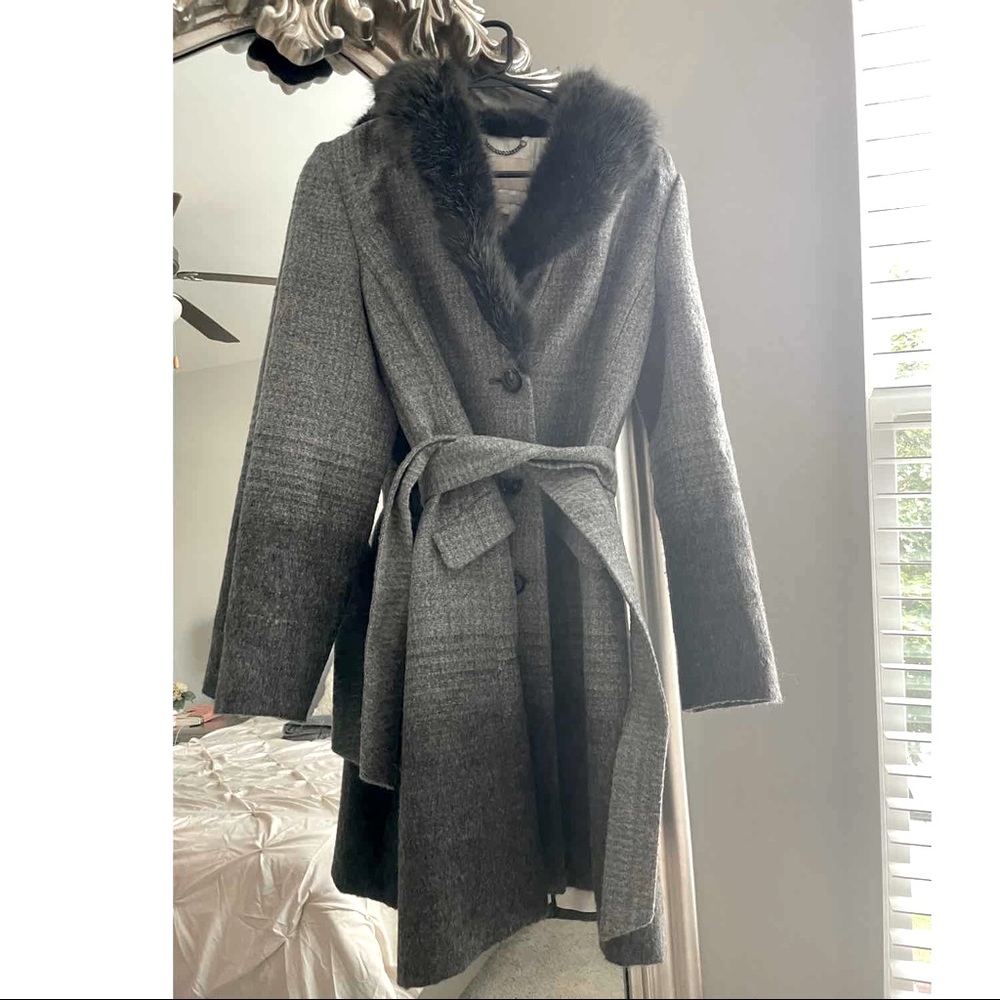 Banana republic fur lined trench coat
